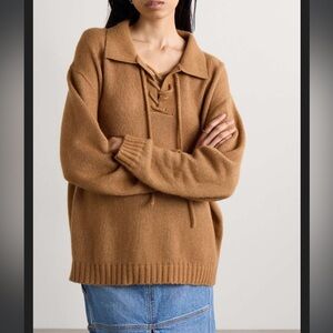 NWT THE ELDER STATESMAN NIMBUS HOCKEY PULLOVER LONG SLEEVE in TOFFEE